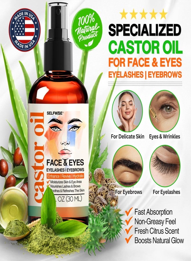SELFWISE Organic Castor Oil For Face Moisturizer, Eyes, Eyelashes, Eyebrows, Wrinkles with Jojoba, Rosehip, Grapeseed, Squalane, Palmarosa, Bergamot and Vitamin E for Gentle Skin, Men & Women 1oz - Image 2